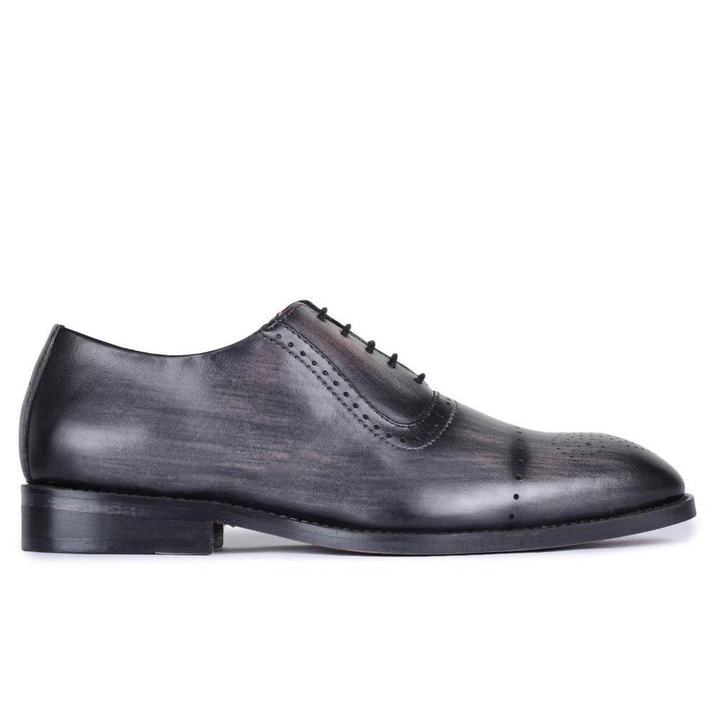 Bashwood Handmade Gray Leather Oxfords for Men